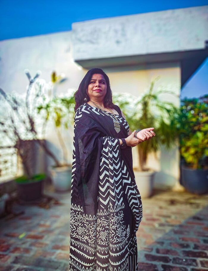 Dark navy mul-cotton saree