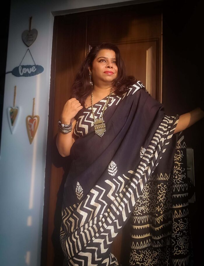 Blue hand-block Bagru cotton