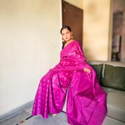 Silk saree in cosmo pink Lustrous pink Katan silk Subtle pink handloom silk