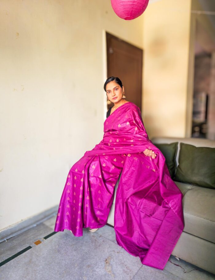 20250120_122158 Silk saree in cosmo pink Lustrous pink Katan silk Subtle pink handloom silk