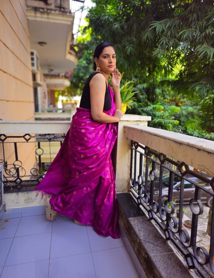 20250120_122400 Feminine pink Katan saree