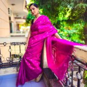 Cosmo pink Katan saree