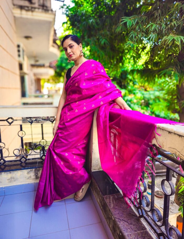 20250120_122430 Cosmo pink Katan saree