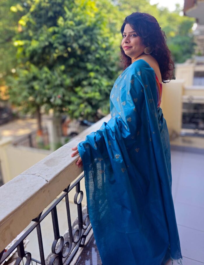 Blue silk with sheen