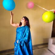 Soft blue silk saree
