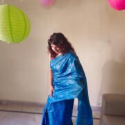 Sky-blue Katan saree