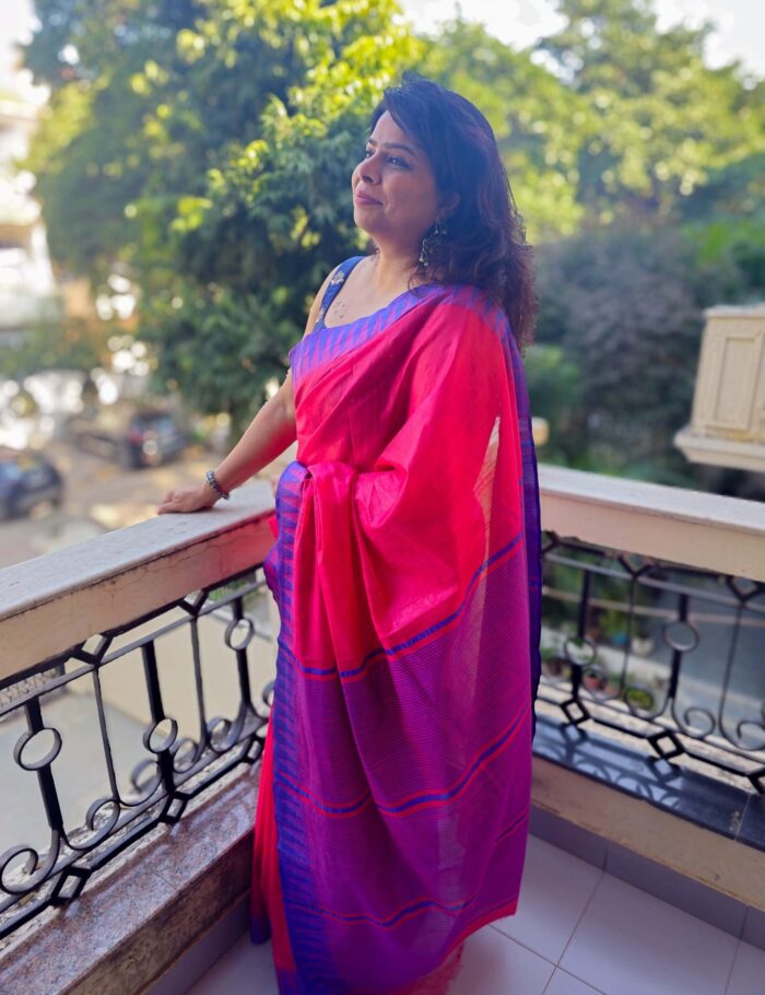 20250121_121130 Pink silk saree with purple border