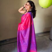 Vibrant pink Katan silk drape