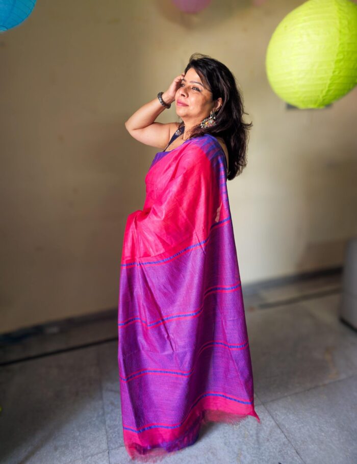 20250121_121308 Vibrant pink Katan silk drape