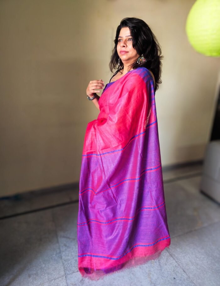 20250121_121320 Bright pink Katan silk saree