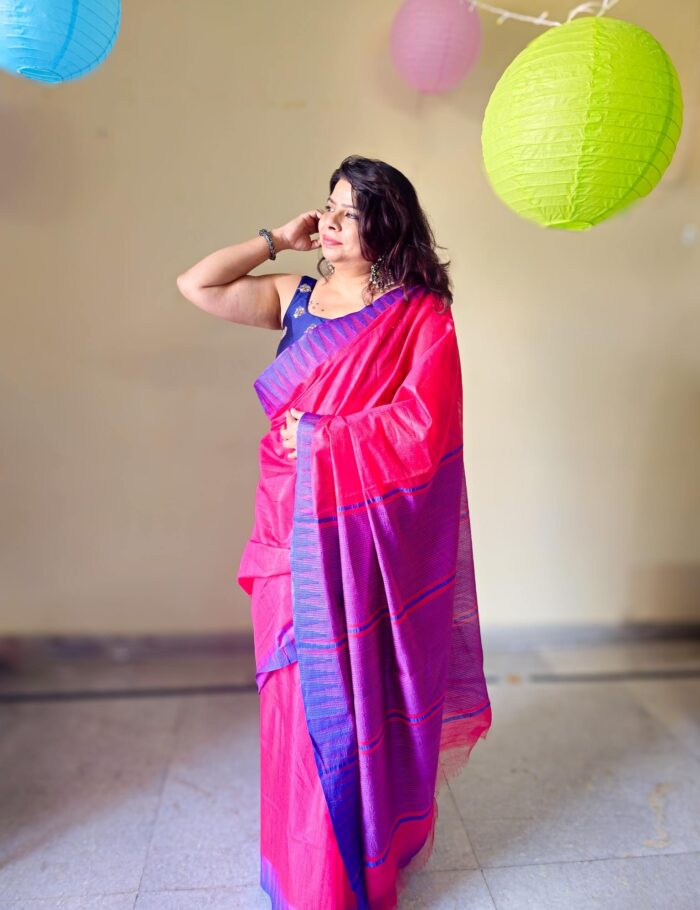 20250121_121437 Pink and purple Katan silk saree