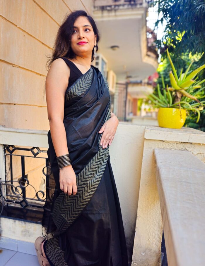 Premium black Katan silk saree LIT edition