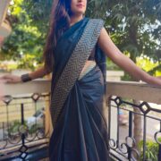 Festive black Katan silk saree LIT look