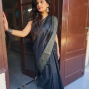Traditional black Katan silk saree LIT style