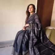 Black Katan silk saree with LIT weave