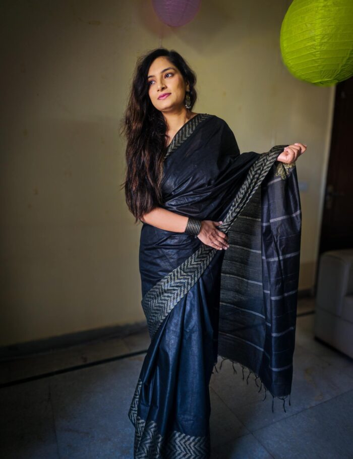 LIT Black Katan Silk Saree