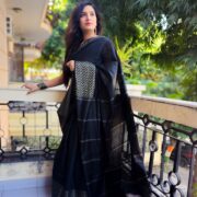 Elegant LIT black Katan silk saree