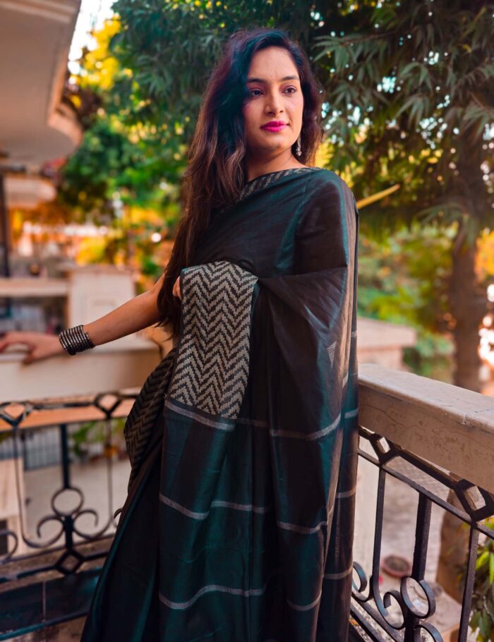Black Katan silk saree “LIT” design