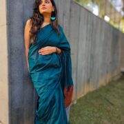 Firozi Lehar Khadi Saree