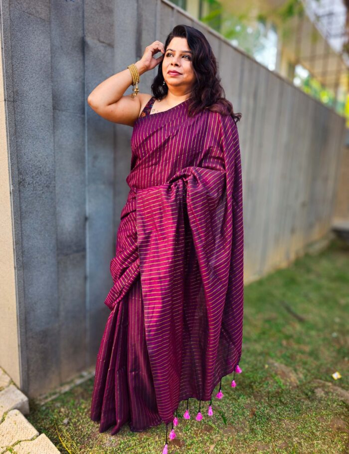 Khadi Saree in Wine