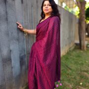 Wine Cotton Saree