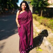 Wine Khadi Cotton saree and mul Saree