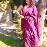 Wine Handloom Cotton Saree