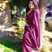 Wine Zari Khadi Saree