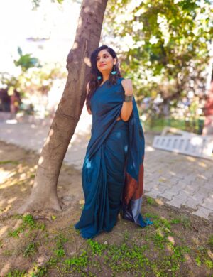 20250126_150811 Traditional Leher Khadi Saree Firozi