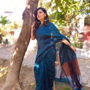 Soft Turquoise Khadi Saree
