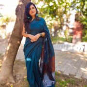Firozi Lehar Khadi Cotton Saree