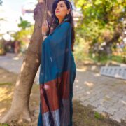 Khadi Cotton Saree Firozi