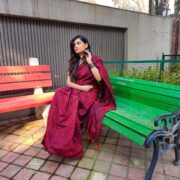 Red Khadi Saree