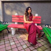 Red Striped Khadi Saree