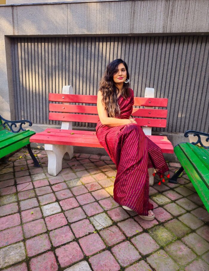 20250126_153805 Red Striped Khadi Saree