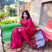 Red Khadi Saree Minimal