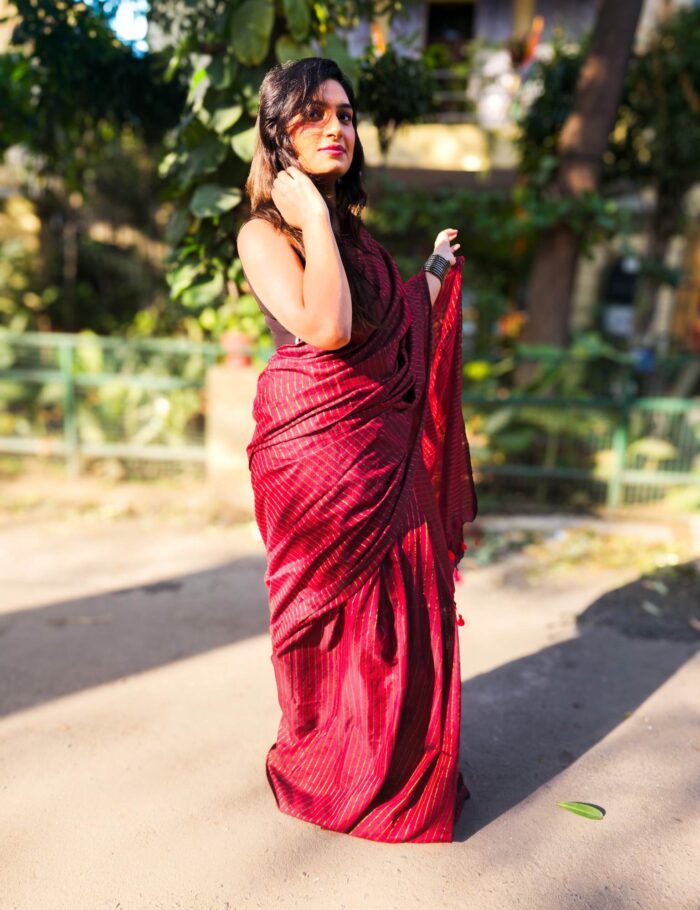 20250126_154157 Red Cotton Zari Saree