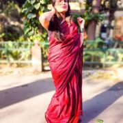 Laal Lakeer Khadi Saree