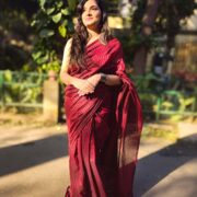 Red Khadi Zari Saree