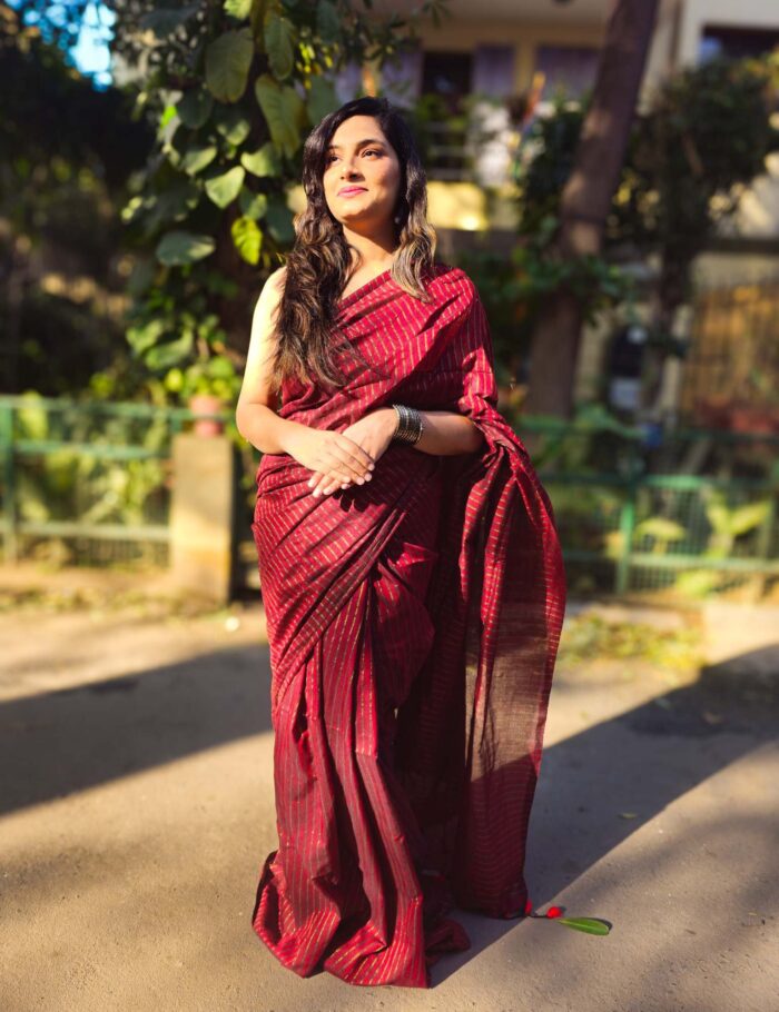 20250126_154226 Red Khadi Zari Saree