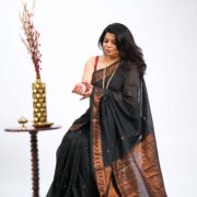 Cotton saree with copper zari
