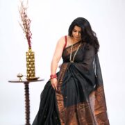 Elegant syahi cotton zari saree