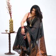 Geheri blue zari saree