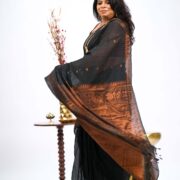 Deep tone zari saree in copper