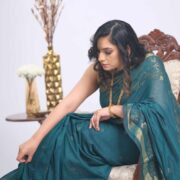 Soft teal khadi cotton drape