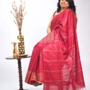 Elegant red Katan saree