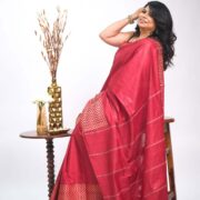 Sangria Red Katan Silk Saree