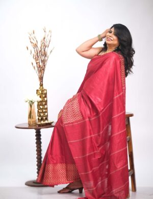 Sangria Red Katan Silk Saree