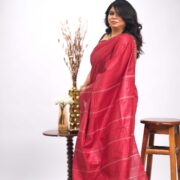 Maroon red silk saree