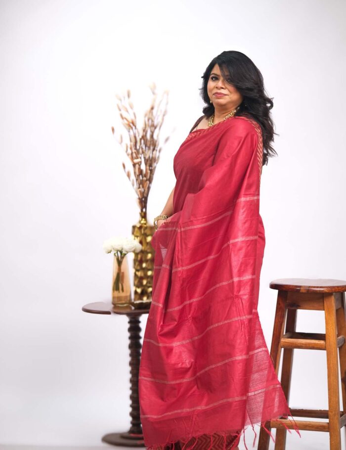 DSCF2814 Maroon red silk saree